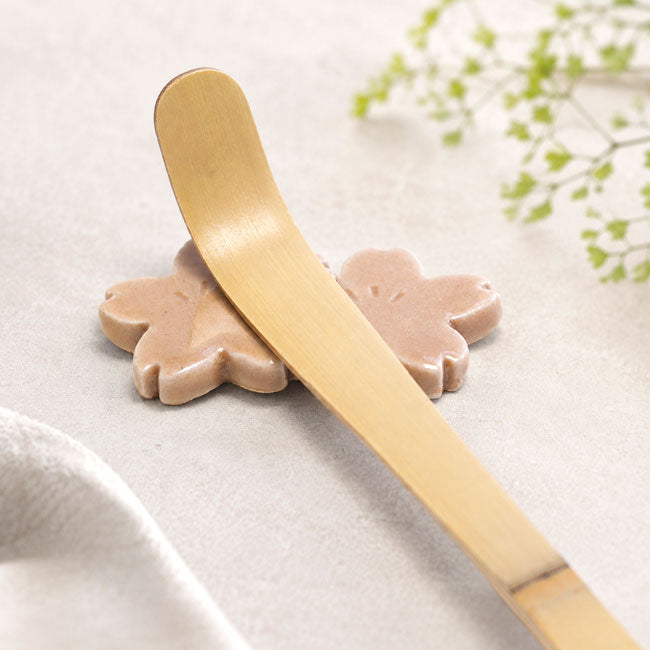 Matcha Scoop Rest Double Sakura Crackle Pink | Mino Ware Made in Japan