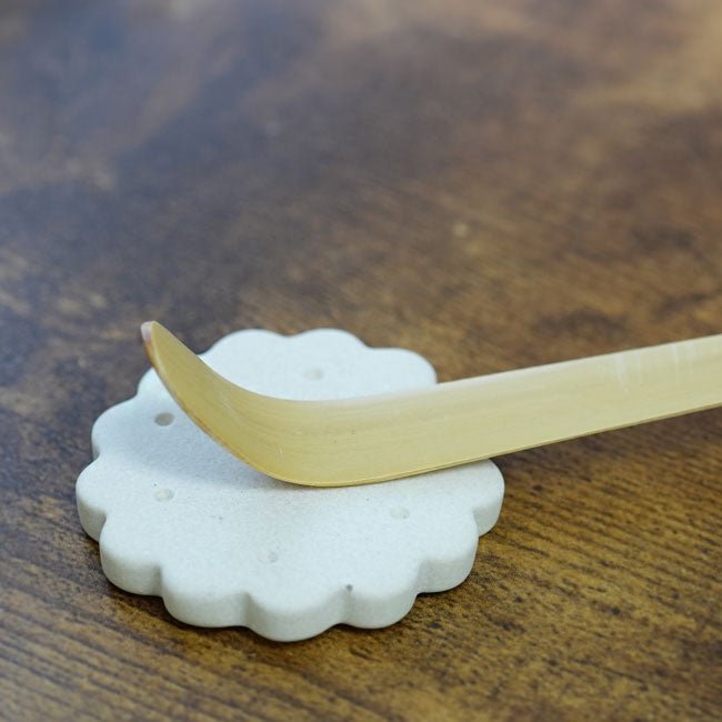 Tea Scoop Stand Pottery Mino ware Biscuits White - MatchaJP