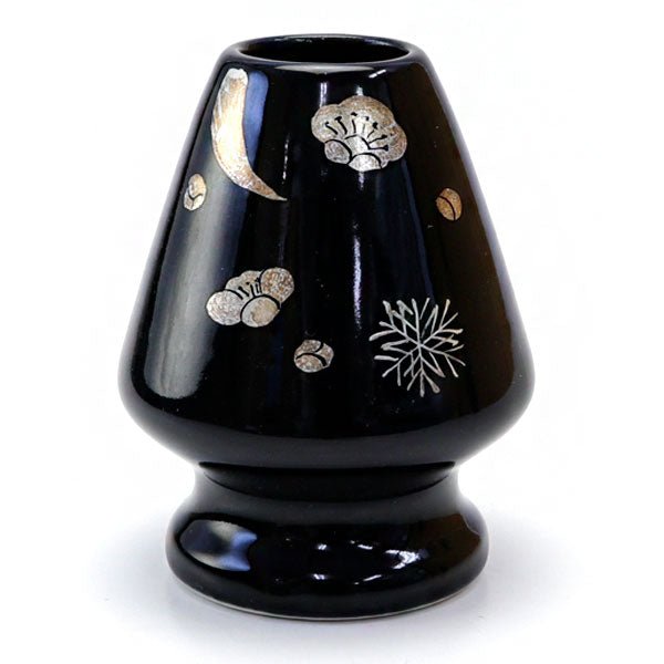 Tea whisk holder Snow Moon Flowers at night KAIHOU YAGI painting - MatchaJP