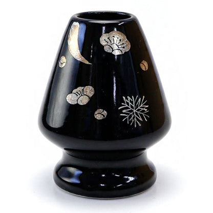 Tea whisk holder Snow Moon Flowers at night KAIHOU YAGI painting - MatchaJP