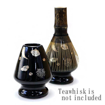 Tea whisk holder Snow Moon Flowers at night KAIHOU YAGI painting - MatchaJP