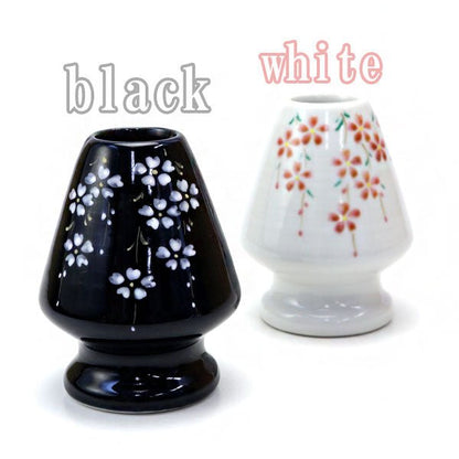 Tea whisk holder Weeping cherry blossom at night KAIHOU YAGI painting - MatchaJP
