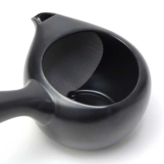Japanese teapot, black mud, mesh inside, Tokoname ware Hi-mesh