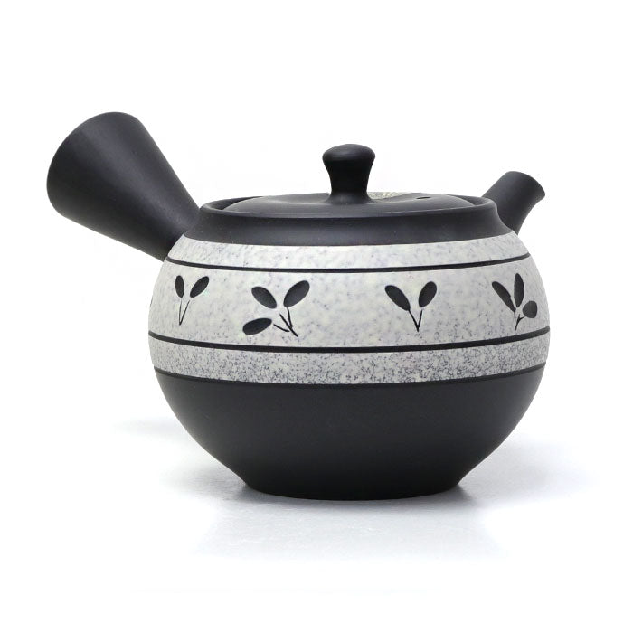 Japanese teapot, black mud, mesh inside, Tokoname ware