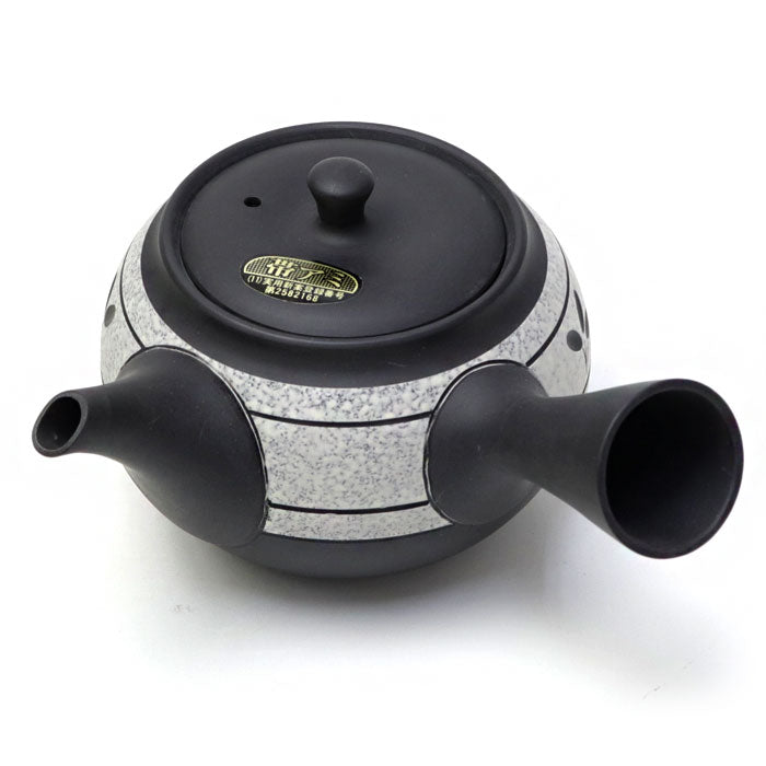 Japanese teapot, black mud, mesh inside, Tokoname ware