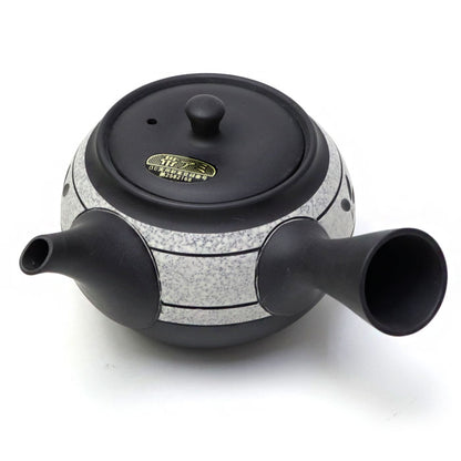 Japanese teapot, black mud, mesh inside, Tokoname ware