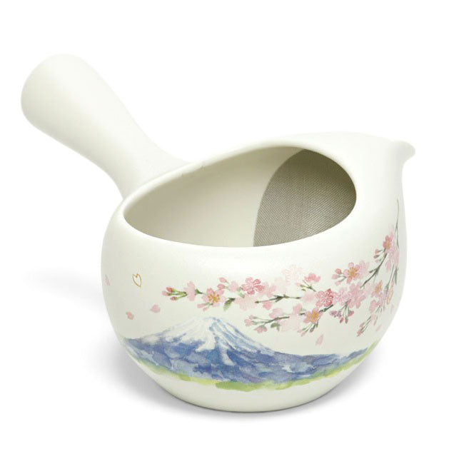 Kyusu Teapot Mt. Fuji & Sakura | Mino Ware Fine Mesh Filter Made in Japan