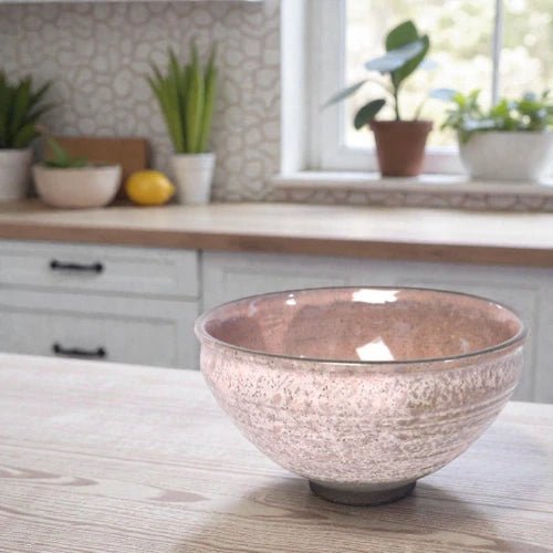 Matcha tea bowl Mino ware "Blossom - Tinted Snowfield" - MatchaJP