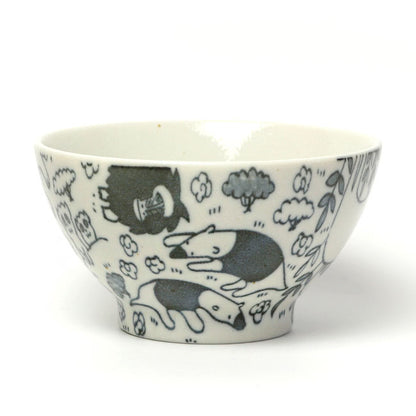 Kids Rice Bowl Animal Design | Japanese Mino Ware Ceramic