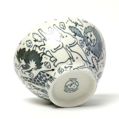 Kids Rice Bowl Animal Design | Japanese Mino Ware Ceramic