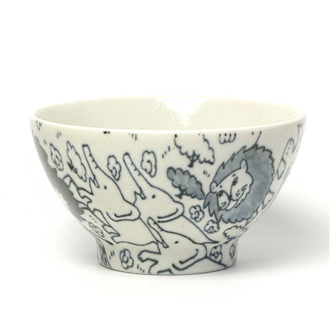 Kids Rice Bowl Animal Design | Japanese Mino Ware Ceramic