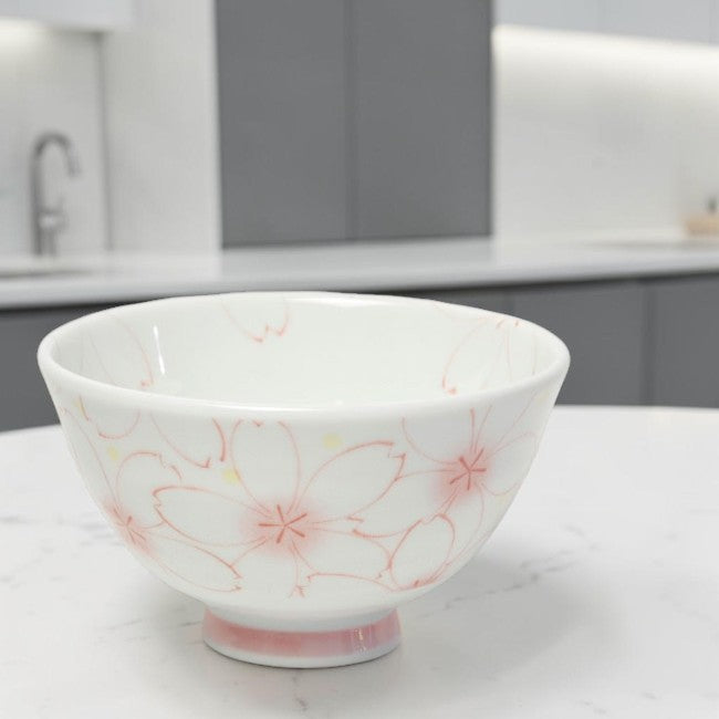 Lightweight Rice Bowl Sakura Pink | Japanese Mino Ware Ceramic