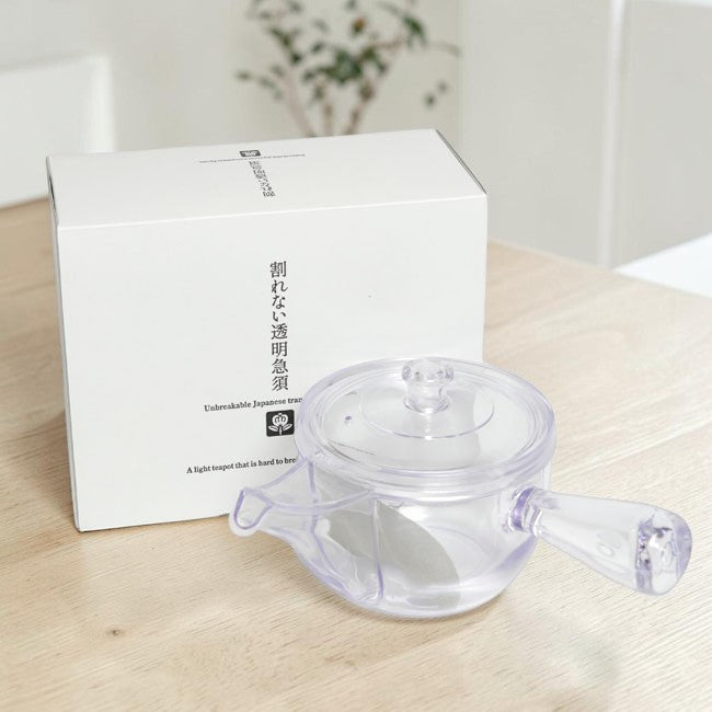 Unbreakable Clear Japanese Kyusu Teapot – Heat Resistant Lightweight Tea Pot with Fine Mesh Filter