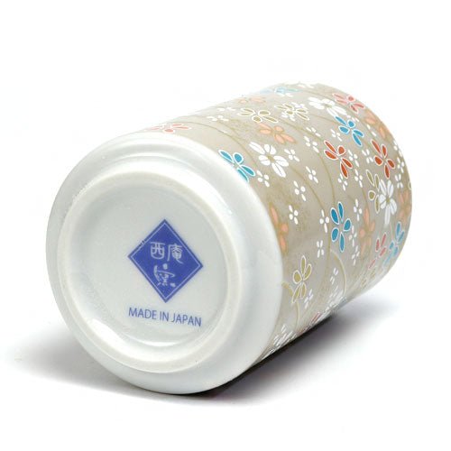 Mino - yaki Yunomi Tea Cup – Flower Pattern 01 | Japanese Mino Ware - MatchaJP