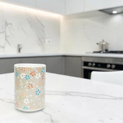 Mino-yaki Yunomi Tea Cup –  Flower Pattern 01 | Japanese Mino Ware