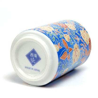 Mino - yaki Yunomi Tea Cup – Flower Pattern 02 | Japanese Mino Ware - MatchaJP