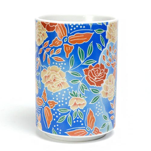 Mino - yaki Yunomi Tea Cup – Flower Pattern 02 | Japanese Mino Ware - MatchaJP