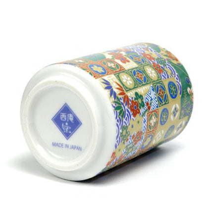 Mino - yaki Yunomi Tea Cup – Flower Pattern 03 | Japanese Mino Ware - MatchaJP