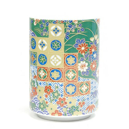 Mino - yaki Yunomi Tea Cup – Flower Pattern 03 | Japanese Mino Ware - MatchaJP