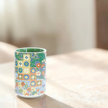 Mino-yaki Yunomi Tea Cup –  Flower Pattern 03 | Japanese Mino Ware