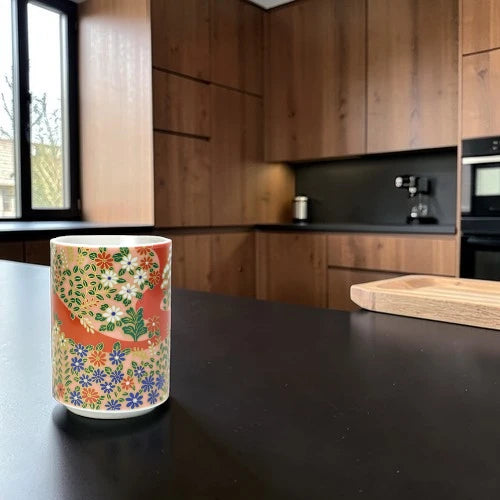 Mino-yaki Yunomi Tea Cup –  Flower Pattern 04 | Japanese Mino Ware