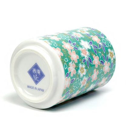 Mino - yaki Yunomi Tea Cup – Flower Pattern 05 | Japanese Mino Ware - MatchaJP