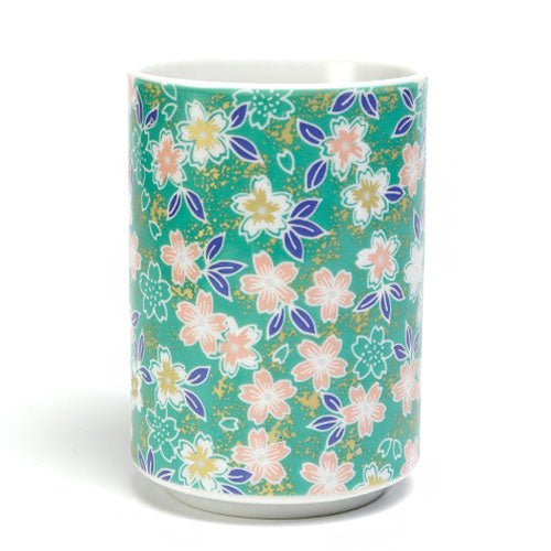 Mino - yaki Yunomi Tea Cup – Flower Pattern 05 | Japanese Mino Ware - MatchaJP