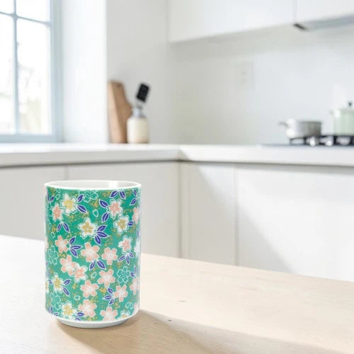 Mino-yaki Yunomi Tea Cup –  Flower Pattern 05 | Japanese Mino Ware