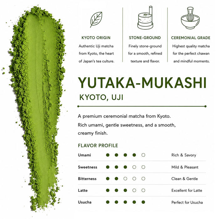 TSUJIRI Japanese Ceremonial Matcha Green Tea Powder KYOTO UJI YUTAKA-MUKASHI 30g (1.06 oz)