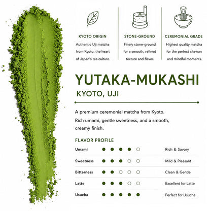 TSUJIRI Japanese Ceremonial Matcha Green Tea Powder KYOTO UJI YUTAKA-MUKASHI 30g (1.06 oz)