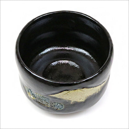 Black Raku Matcha tea bowl Fujisan Fujiyama Mt-Fuji Shoraku Sasaki