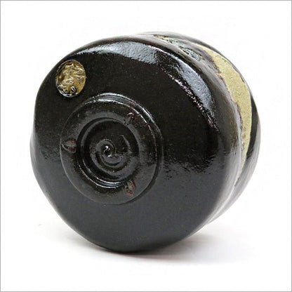 Black Raku Matcha tea bowl Fujisan Fujiyama Mt - Fuji Shoraku Sasaki - MatchaJP
