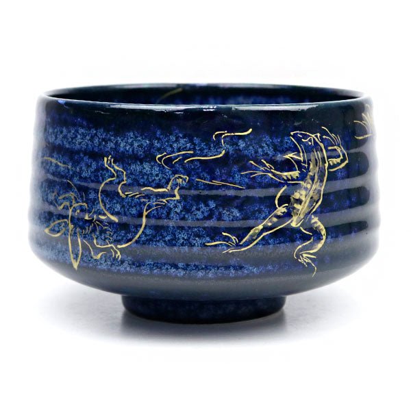 Matcha bowl, Choju Jinbutsu Giga, gold or silver - MatchaJP