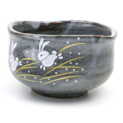 Matcha bowl, Kutani ware, Rabbit - MatchaJP
