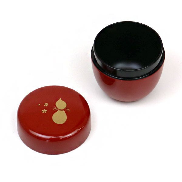 Matcha Mini Tea Caddy Natsume Vermilion Inner Black Yamanaka lacquer Gourd Print - MatchaJP
