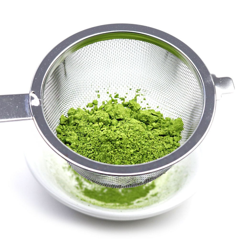 Matcha strainer stainless steel handle detail