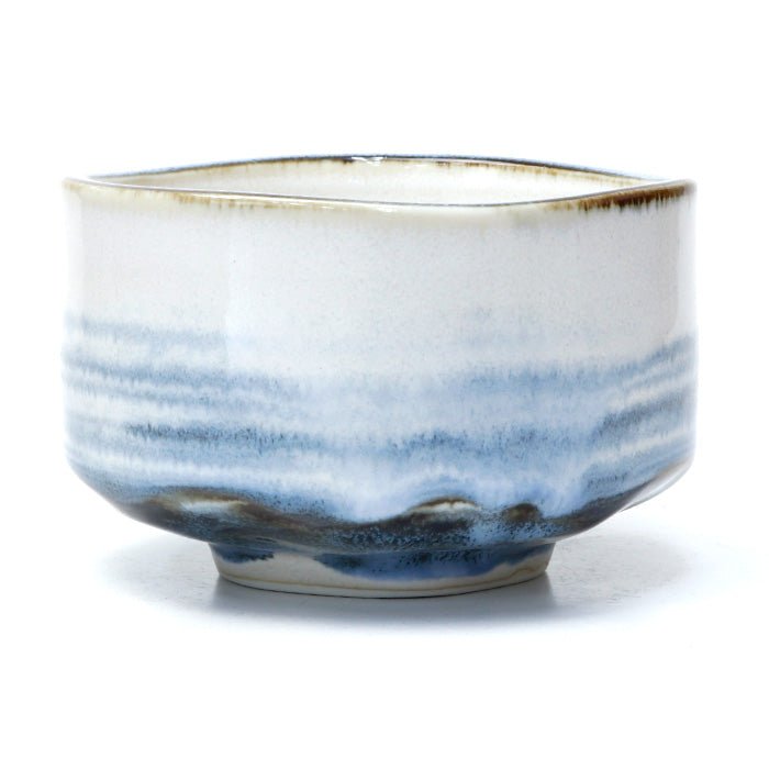 Matcha tea bowl Mino ware blue brush pattern - MatchaJP