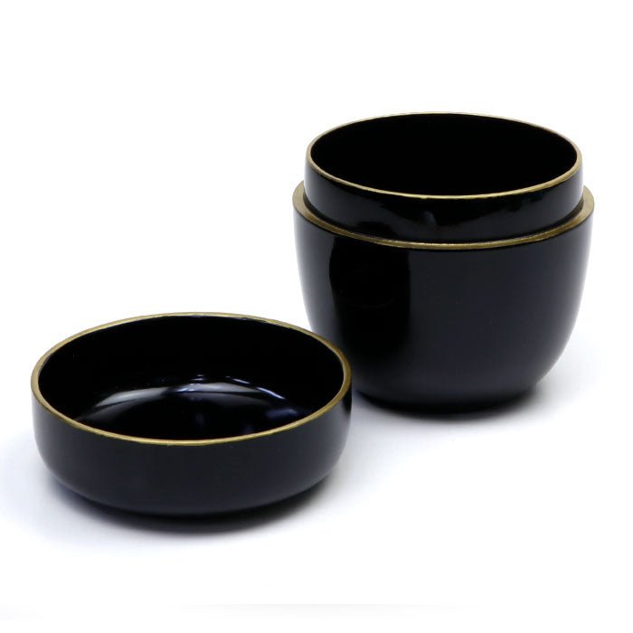 Matcha Tea Caddy Natsume, Rikyu plum makie, metal edge finish - MatchaJP