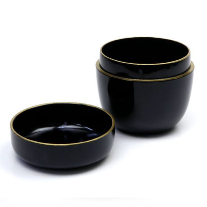 Matcha Tea Caddy Natsume, Rikyu plum makie, metal edge finish - MatchaJP