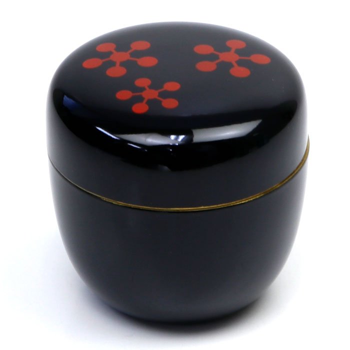 Matcha Tea Caddy Natsume, Rikyu plum makie, metal edge finish - MatchaJP