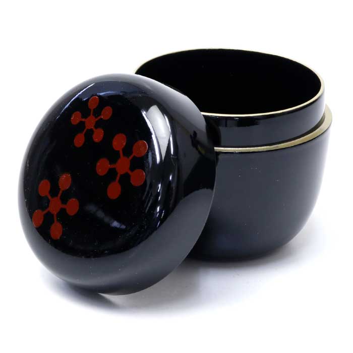 Matcha Tea Caddy Natsume, Rikyu plum makie, metal edge finish - MatchaJP