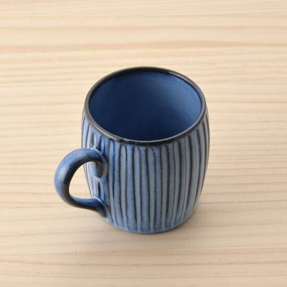 Mug cup RIZAEMON Kiln blue striped engraving Hasami - ware - MatchaJP