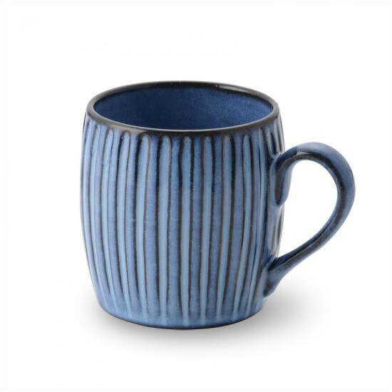 Mug cup RIZAEMON Kiln blue striped engraving Hasami - ware - MatchaJP