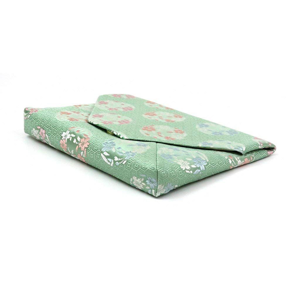SILK KIMONO CLUTCH BAG,JAPANESE SUKIYA BAG, SAKURA CHERRY BLOSSOM PATTERN OF CIRCLE, - MatchaJP