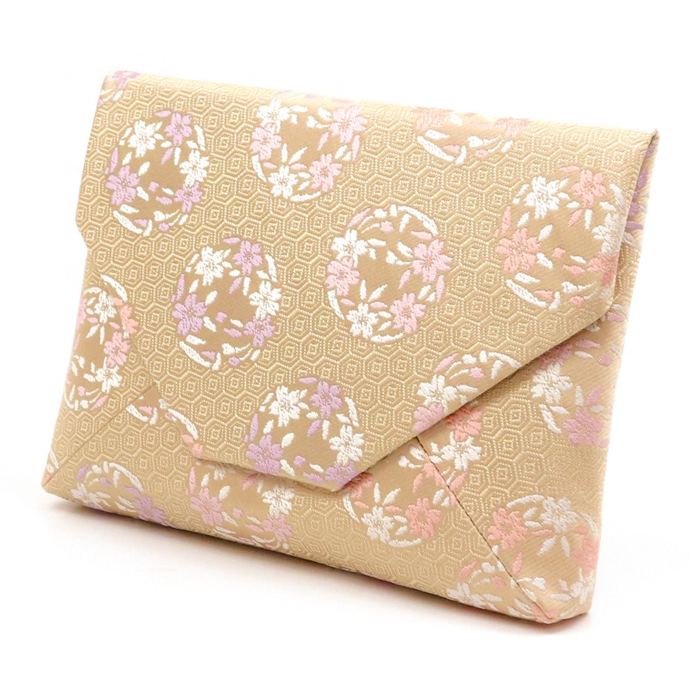 Silk Kimono Clutch Bag,Japanese Sukiya bag, Sakura Cherry blossom pattern of circle, - MatchaJP