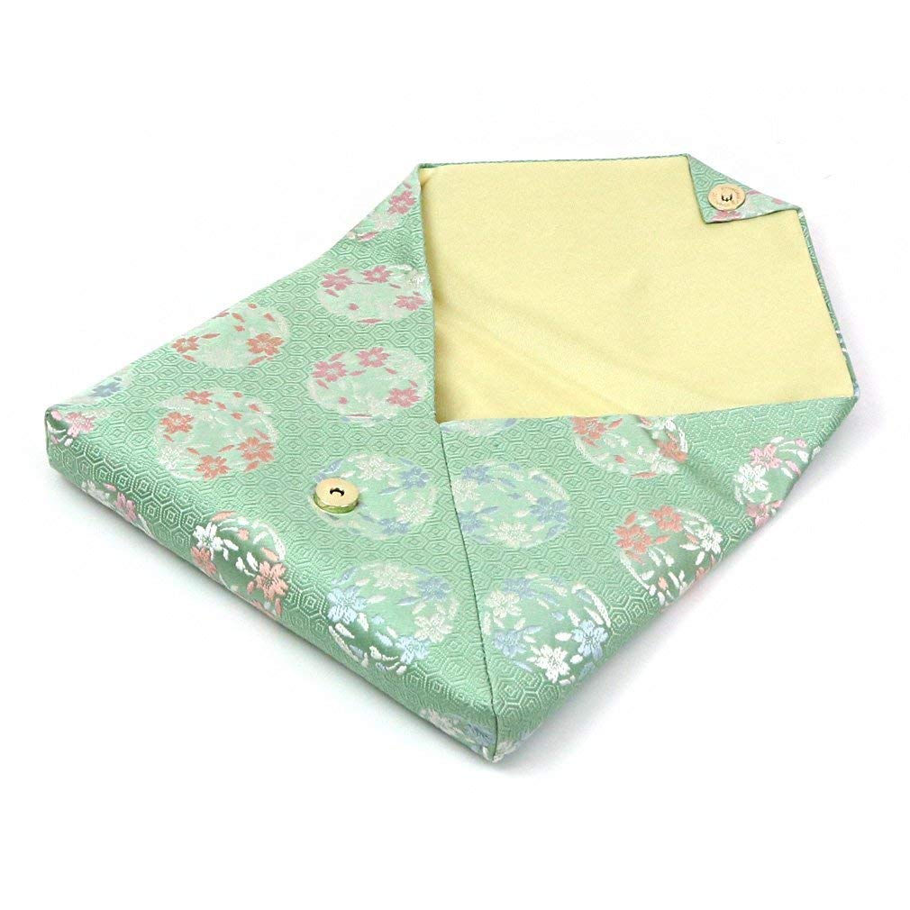 SILK KIMONO CLUTCH BAG,JAPANESE SUKIYA BAG, SAKURA CHERRY BLOSSOM PATTERN OF CIRCLE, - MatchaJP