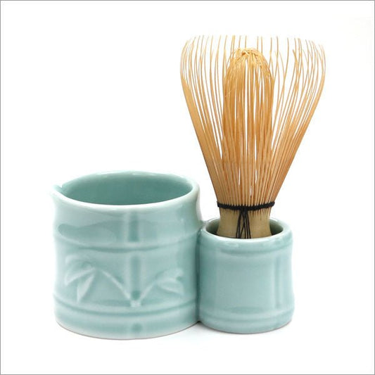 Tea whisk holder with lightweight cup Kyo ware - MatchaJP