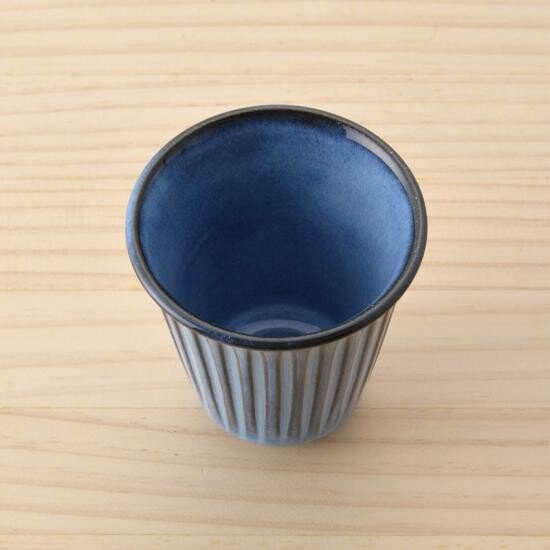 Teacup RIZAEMON Kiln blue striped engraving Hasami - ware - MatchaJP