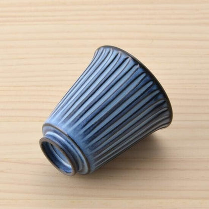 Teacup RIZAEMON Kiln blue striped engraving Hasami - ware - MatchaJP
